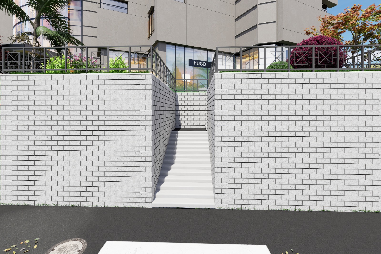 Geoistinat90 beton blok kaplamalı dik istinat duvarı yol kenarı uygulaması